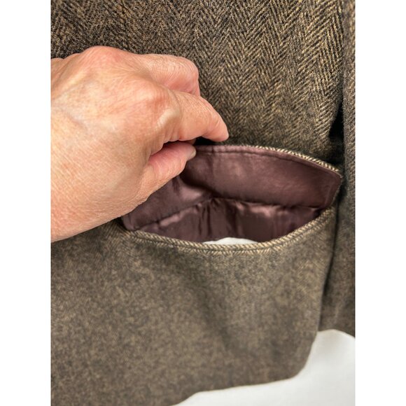CHERESKIN Blazer Mens 44R Brwn Herringbone Camel Hair Blend Sport Coat Italy Vtg - Picture 13 of 16